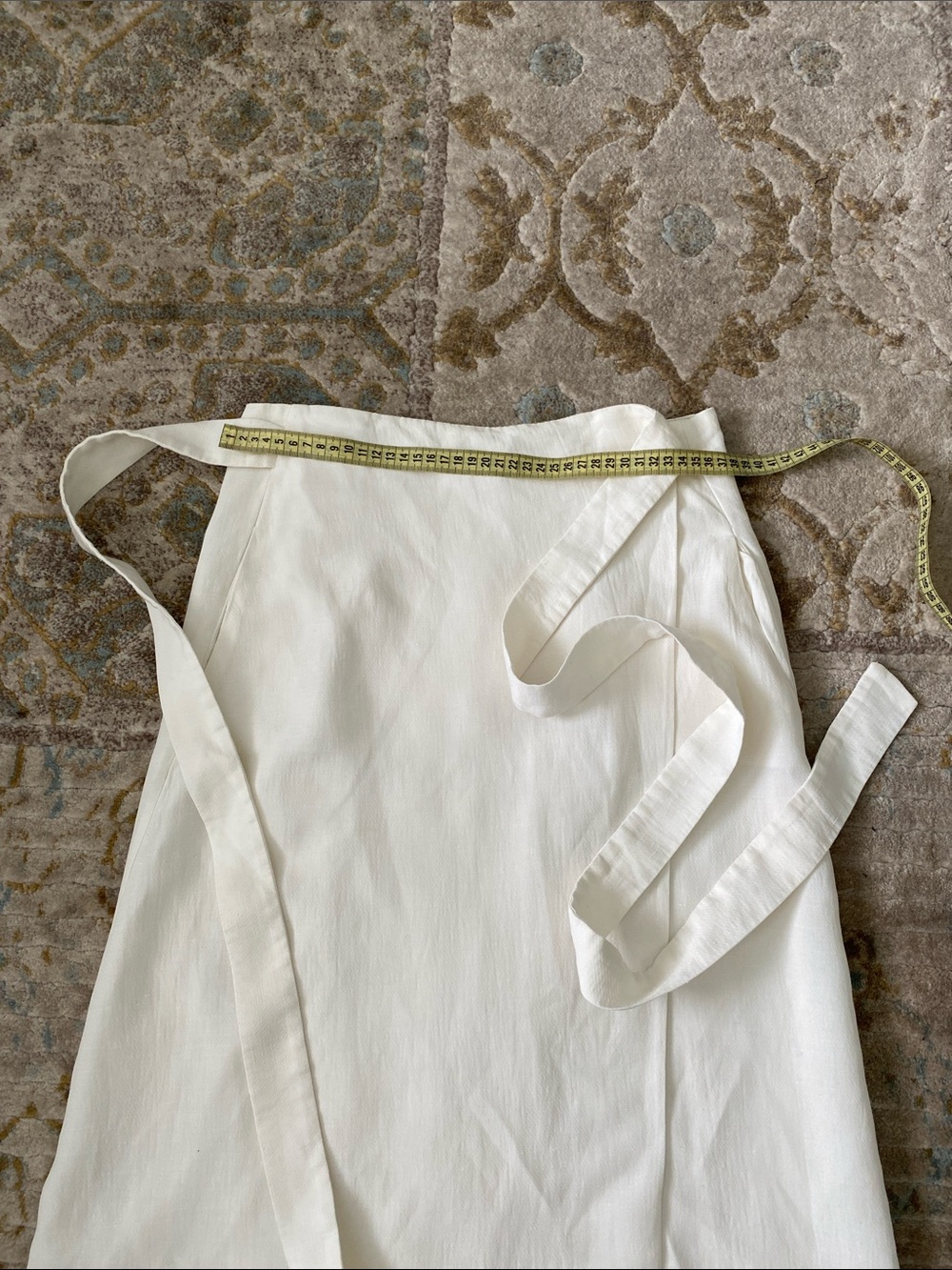 Massimo Dutti Cream A-Line Wrap Skirt with Side Ties - Picture 7 of 7